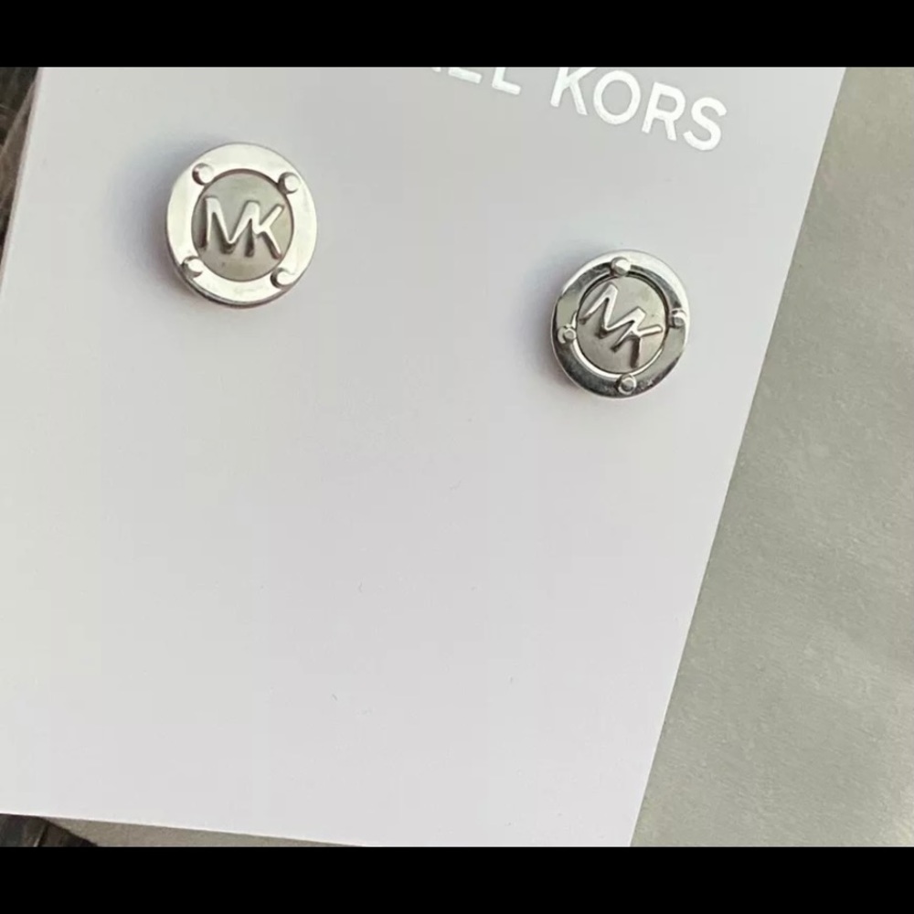 Michael Kors silver logo stud earrings - Picture 2 of 4